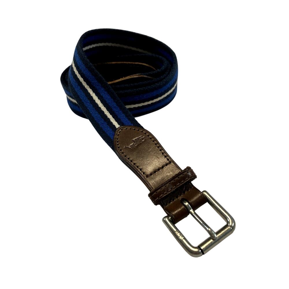 POLO Ralph Lauren men's striped webbed cotton & leather belt